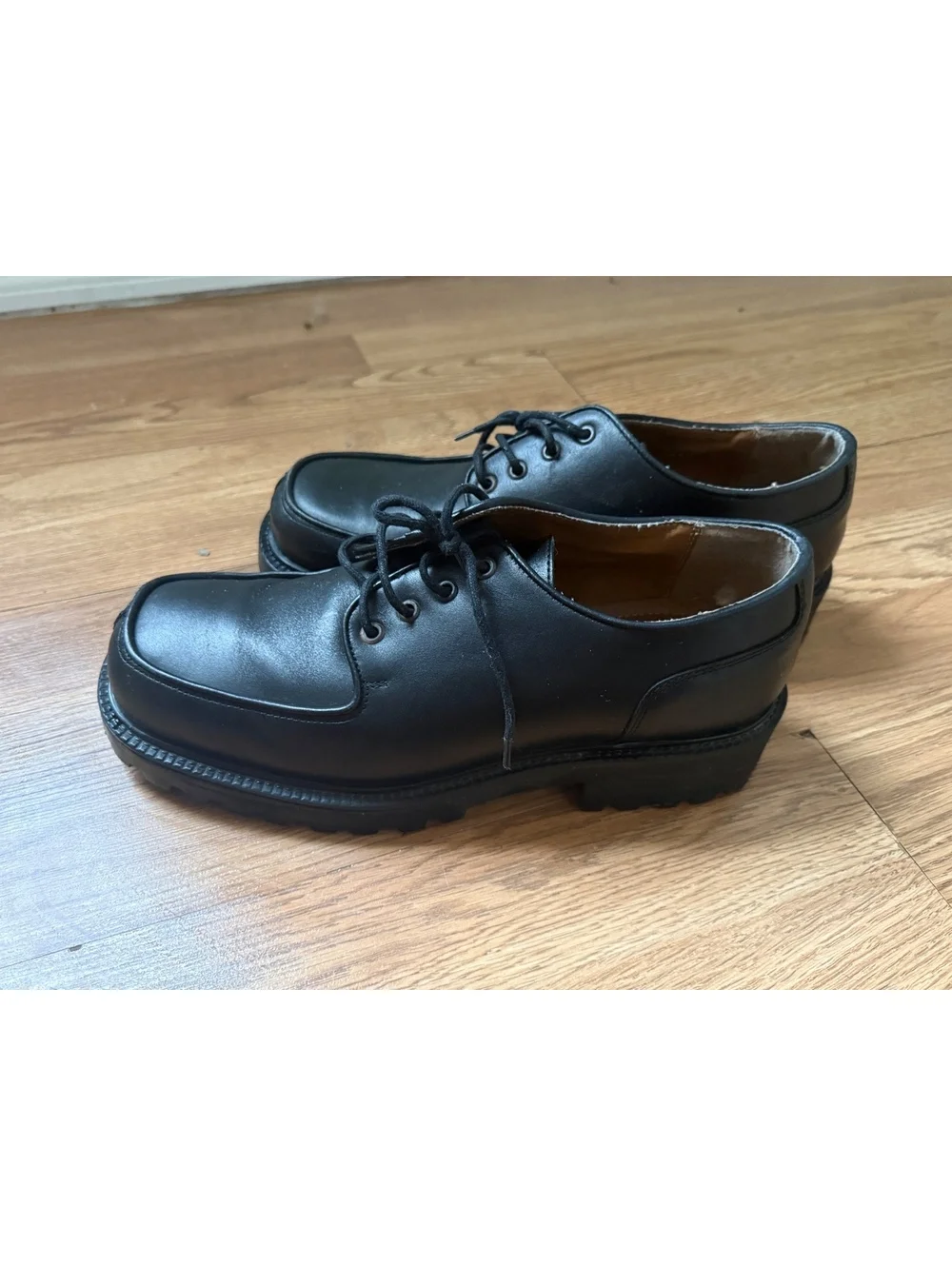 Vintage Hipopotamus derby / Oxford black leather lace-up shoes made in italy